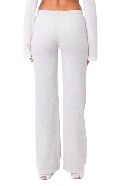 Edikted Dramatic Appliqué Low Rise Cotton Blend Fleece Pants In Gray