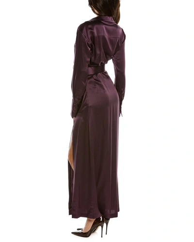 Shop Nicholas Electra Collar Silk Gown In Purple