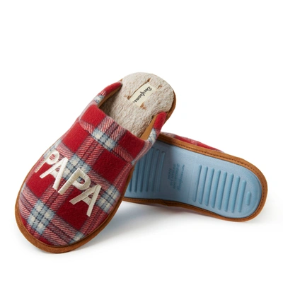 Dearfoams Men's Uncle Bear Red Plaid Scuff Slippers In Multi