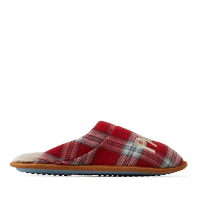 Dearfoams Men's Uncle Bear Red Plaid Scuff Slippers In Multi