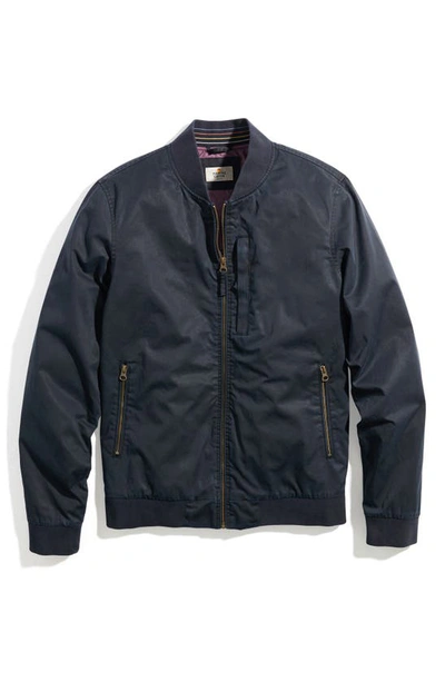 Shop Marine Layer Dry Wax Water Resistant Bomber Jacket In Blue Black