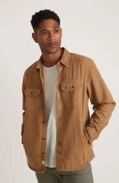 Shop Marine Layer Cotton Overshirt In Rich Khaki