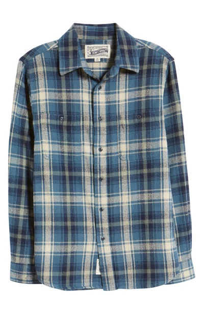Shop Schott Two-pocket Long Sleeve Flannel Button-up Shirt In Cadet