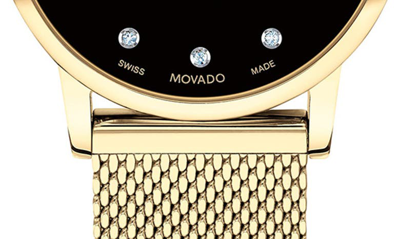 Shop Movado Museum Classic Diamond Mesh Strap Watch, 28mm In Black