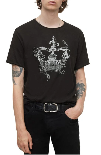 Shop John Varvatos Crown & Chain Graphic Cotton Tee In Black