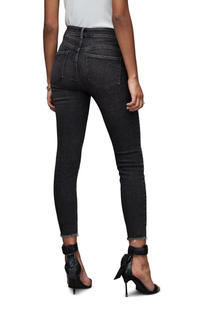 Shop Allsaints Miller Push-up Raw Hem Ankle Skinny Jeans In Washed Black