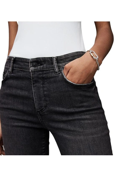 Shop Allsaints Miller Push-up Raw Hem Ankle Skinny Jeans In Washed Black