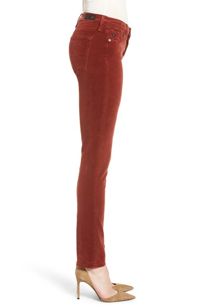 Shop Ag 'prima' Corduroy Skinny Pants In Sulfur Tannic Red