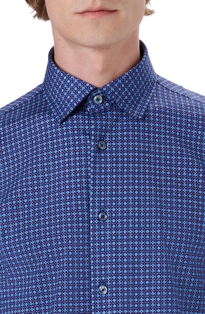 Bugatchi Ooohcotton® Star Print Button-up Shirt In Navy