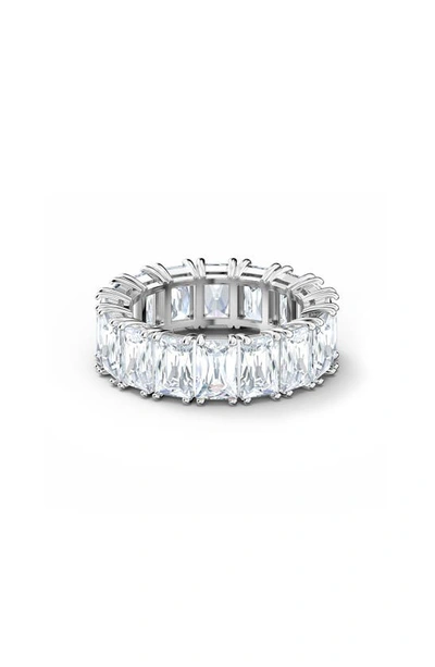 Swarovski Vittore Rectangular Cut Rhodium Plated Ring In Silver | ModeSens