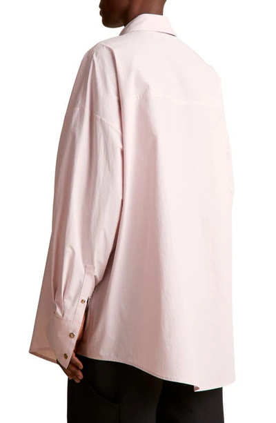 Shop Khaite Bea Washed Cotton Poplin Snap-up Shirt In Pink