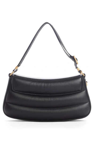 Shop Stella Mccartney Small Monogram Quilted Faux Leather Shoulder Bag In 1000 Black