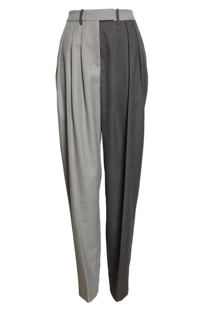 Shop Partow Howell Two-tone Wool Trousers In Ash Charcoal Grey