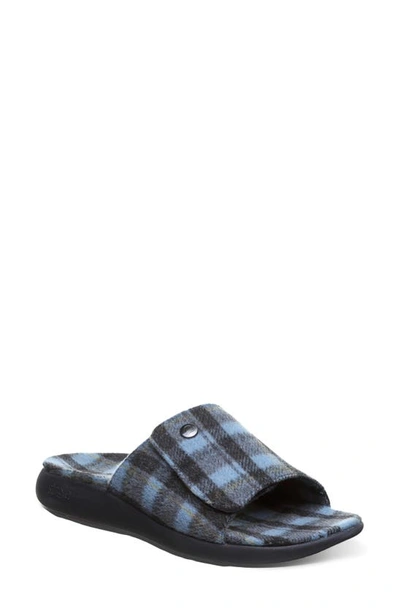 Shop Strole Den Tartan Wool Slide Sandal In Light Blue