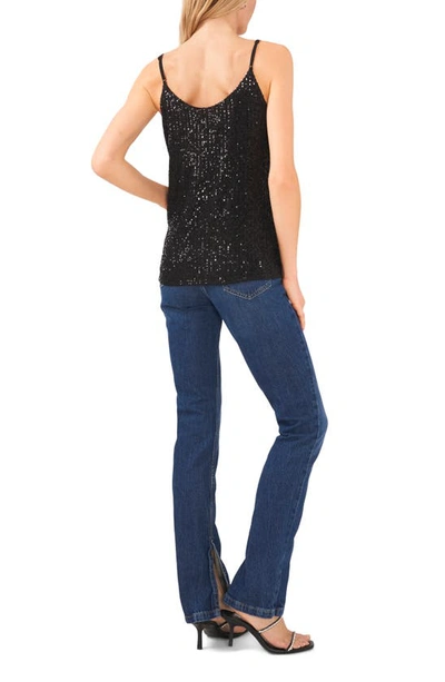 Shop 1.state Sheer Inset Sequin Camisole In Rich Black