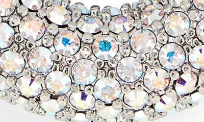 Shop Amina Muaddi Mini Cameron Hoop Earrings In Ab Crystals & Silver Base