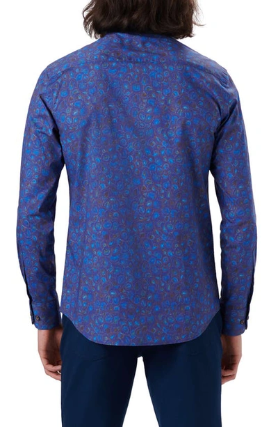 Shop Bugatchi Shaped Fit Geo Print Stretch Cotton Button-up Shirt In Copper