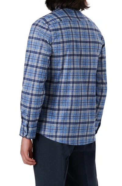 Bugatchi Julian Shaped Fit Plaid Stretch Button-up Shirt In Classic Blue
