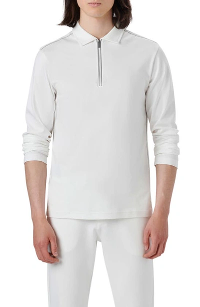 Shop Bugatchi Long Sleeve Quarter Zip Polo In Chalk