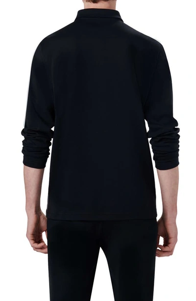 Shop Bugatchi Long Sleeve Quarter Zip Polo In Caviar