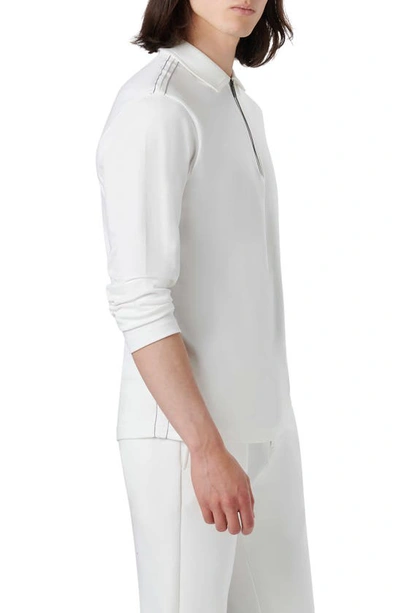 Shop Bugatchi Long Sleeve Quarter Zip Polo In Chalk