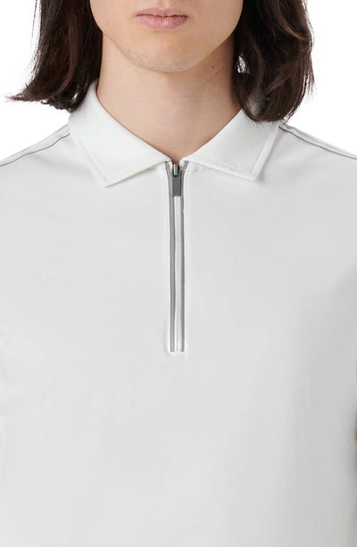 Shop Bugatchi Long Sleeve Quarter Zip Polo In Chalk