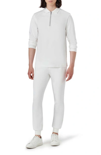 Shop Bugatchi Long Sleeve Quarter Zip Polo In Chalk