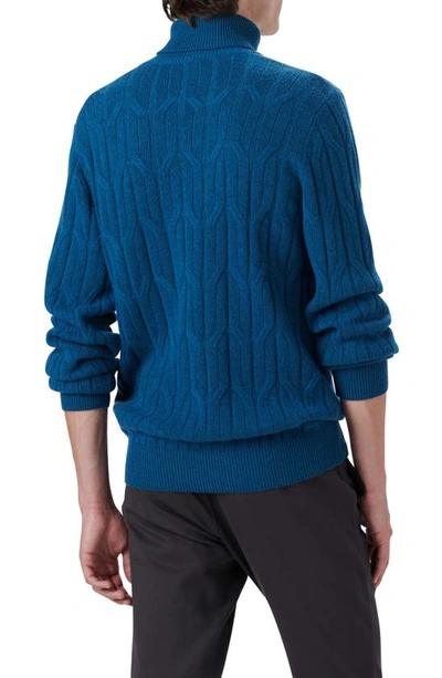 Shop Bugatchi Cable Knit Turtleneck Sweater In Cobalt