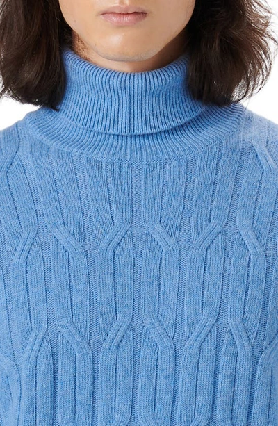 Shop Bugatchi Cable Knit Turtleneck Sweater In Classic Blue