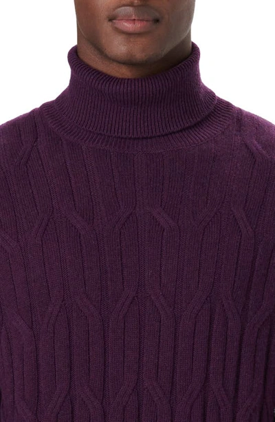 Shop Bugatchi Cable Knit Turtleneck Sweater In Plum