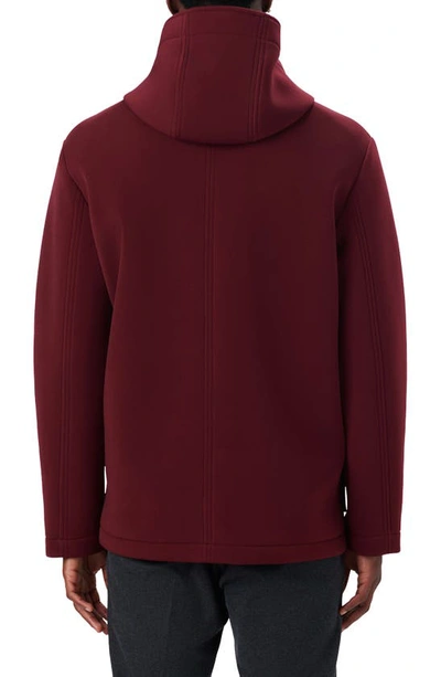 Bugatchi Full Zip Hooded Water Repellent Bomber Jacket In Cabernet