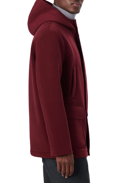 Bugatchi Full Zip Hooded Water Repellent Bomber Jacket In Cabernet