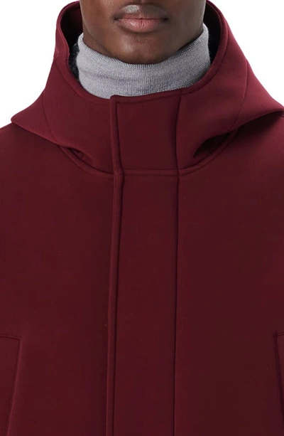 Bugatchi Full Zip Hooded Water Repellent Bomber Jacket In Cabernet
