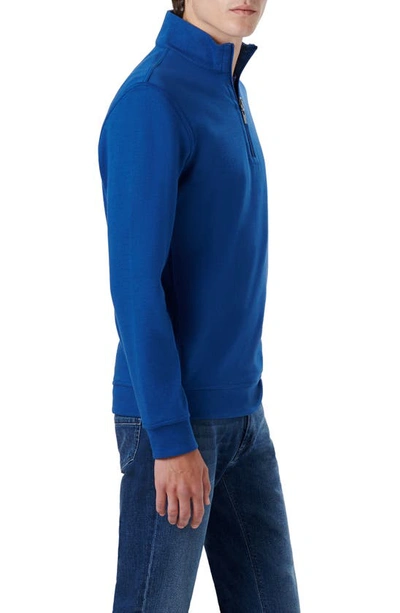Shop Bugatchi Reversible Knit Quarter Zip Pullover In French Blue