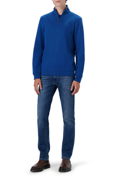 Shop Bugatchi Reversible Knit Quarter Zip Pullover In French Blue