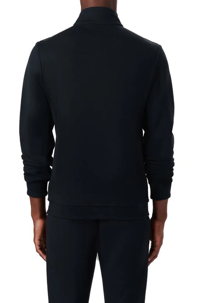 Shop Bugatchi Reversible Knit Quarter Zip Pullover In Caviar