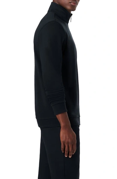 Shop Bugatchi Reversible Knit Quarter Zip Pullover In Caviar