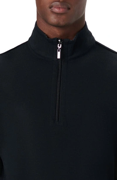 Shop Bugatchi Reversible Knit Quarter Zip Pullover In Caviar