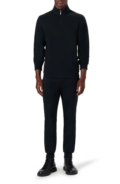 Shop Bugatchi Reversible Knit Quarter Zip Pullover In Caviar