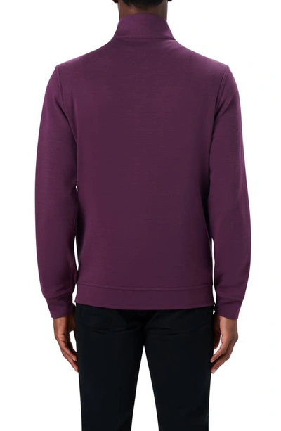 Bugatchi Reversible Knit Quarter Zip Pullover In Plum