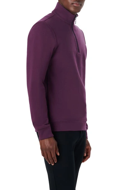Bugatchi Reversible Knit Quarter Zip Pullover In Plum