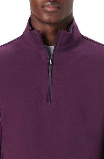 Shop Bugatchi Reversible Knit Quarter Zip Pullover In Plum