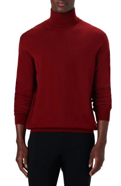 Shop Bugatchi Turtleneck Wool Sweater In Ruby