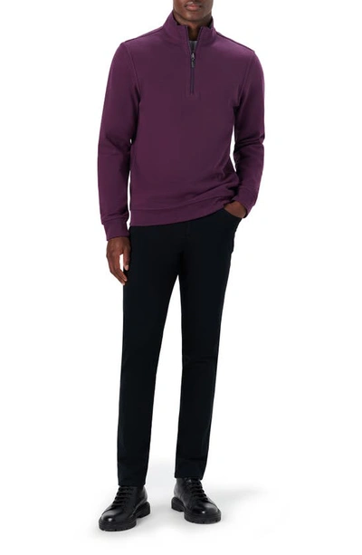 Bugatchi Reversible Knit Quarter Zip Pullover In Plum