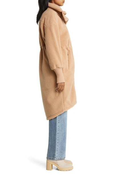 Ugg Rhiannon High Pile Fleece Longline Coat In Camel | ModeSens