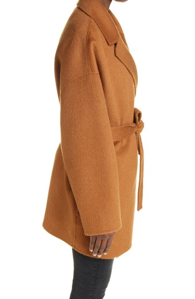 Shop Acne Studios Oaklee Belted Wool Coat In Rust Brown