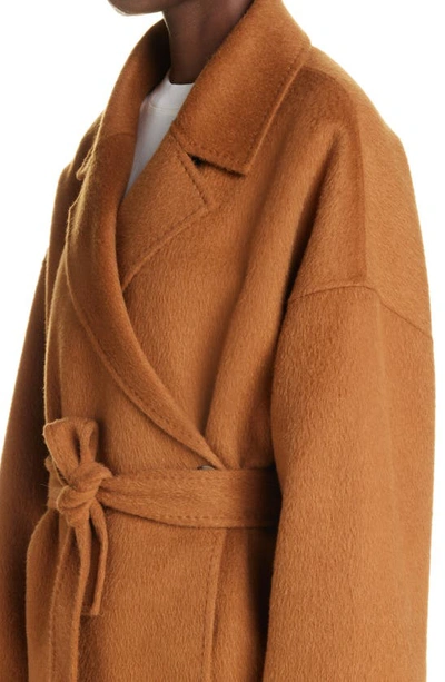 Shop Acne Studios Oaklee Belted Wool Coat In Rust Brown