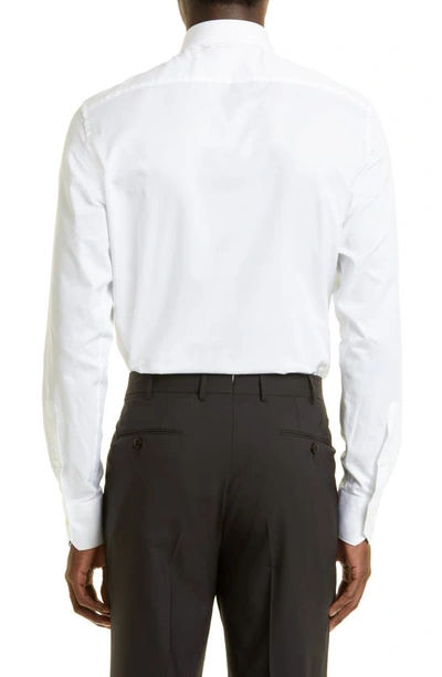 Zegna Micro Striped Trecapi Tailored Fit Long Sleeve Shirt In White