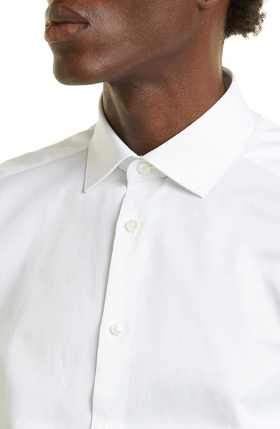 Zegna Micro Striped Trecapi Tailored Fit Long Sleeve Shirt In White