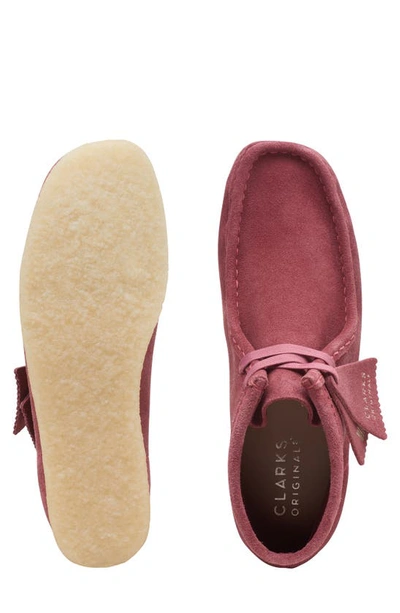 Shop Clarks Wallabee Chukka In Rose Pink Suede